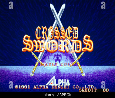 Le spade incrociate Alpha Denshi SNK Corporation 1990 vintage videogioco arcade screenshot solo uso editoriale Foto Stock