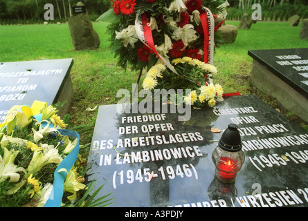 Il cimitero dei prigionieri del Lambinowice campo di concentramento, Polonia Foto Stock