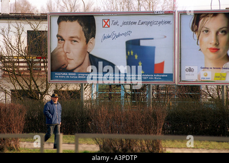 Campagna promozionale prima del referendum sull'ampliamento a est dell'UE, Polonia Foto Stock