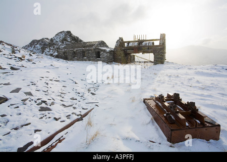 Drumhouse abbandonati in Dinorwic cava di ardesia, Wales, Regno Unito Foto Stock