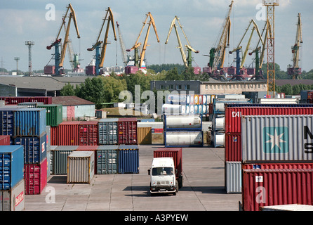 Terminale per container del porto di Kaliningrad, Russia Foto Stock