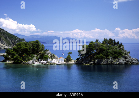 Parga ingresso del porto della Grecia Foto Stock