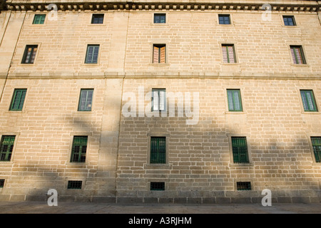 L'ombra di un albero sulla parete di facciata di El Escorial Monastero Spagna Foto Stock