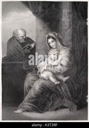 Santa Famiglia nuovo testamento Cristiano religione il cristianesimo la Bibbia il bambino Gesù bambino Vergine Maria Maddalena Giuseppe Foto Stock