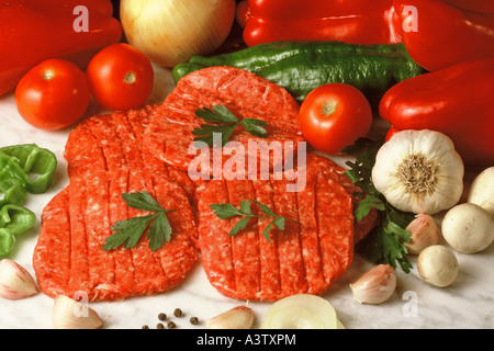 Hamburger e verdure Foto Stock