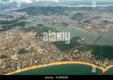 Vista aerea di Vitoria e Vila Velha Espirito Santo membro Brasile Foto Stock