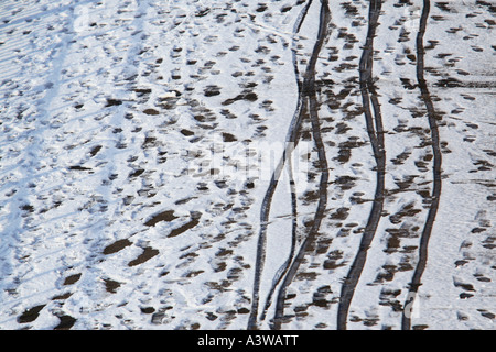Le tracce nella neve Foto Stock