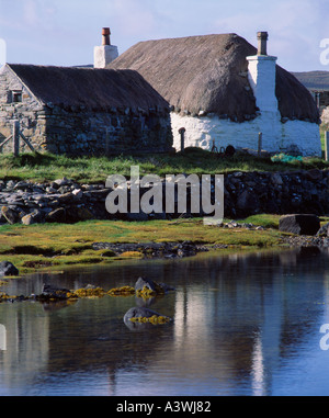 Croft casa a Malacleit, North Uist, Western Isles, Scotland, Regno Unito Foto Stock