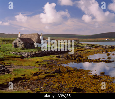 Croft casa a Malacleit, North Uist, Western Isles, Scotland, Regno Unito Foto Stock