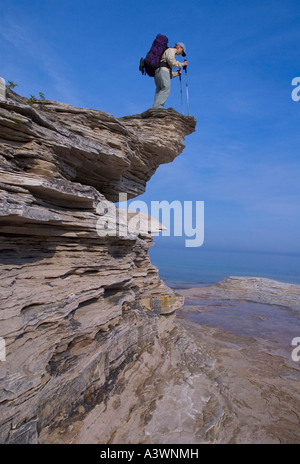 Backpacking Pictured Rocks National Lakeshore Foto Stock