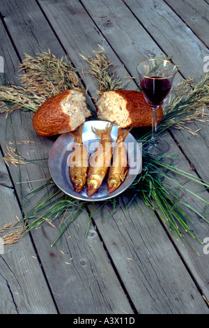 Pesce grano di pane e vino. St Paul Minnesota USA Foto Stock