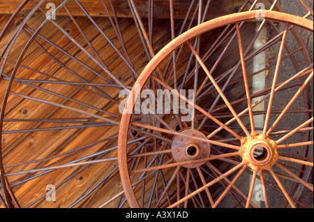 Antico a raggi delle ruote del carro. Danbury Wisconsin WI STATI UNITI D'AMERICA Foto Stock