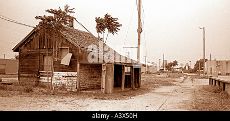 Abbandonati i binari della ferrovia e di deposito di Austin in Texas Foto Stock