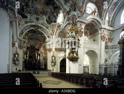 Geografia/travel, svizzera Svitto, Einsiedeln, chiese e conventi, minster della Madonna, vista interna, vista al pulpito e Foto Stock