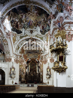 Geografia/travel, svizzera Svitto, Einsiedeln, chiese e conventi, minster della Madonna, vista interna, vista in direzione di coro Foto Stock