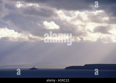 Faro di Godrevy visto da St Ives Cornwall Inghilterra Foto Stock