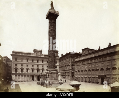 Geografia / viaggio, Italia, Roma, monumenti, colonna di Marco Aurelio, costruito da 176 / 180 - 193, fotografia, circa 1885, storico, storico, Europa, 19th secolo, mondo antico, Impero Romano, 2nd secolo A. D., monumento, imperatore, Piazza colonna, patrimonio mondiale dell'UNESCO, mondo antico, Foto Stock