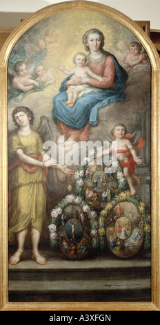 "Belle Arti, Brugger, Andreas, (1737 - 1812), pittura, "Madonna con Rosario', Talbach monastero, Bregenz, Austria, Europa, XVIII Foto Stock