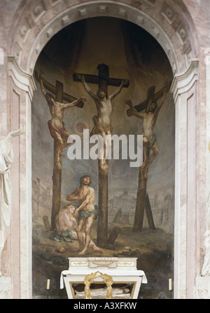 "Belle Arti, Brugger, Andreas, (1737 - 1812), la pittura, la "Crocifissione", Verena altare, abside, Minster, Salem, Baden-Wuerttemberg, Foto Stock
