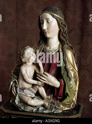 Belle arti, Riemenschneider, Tilman (circa 1460 - 1531), Santa Maria con Bambino, scultura, legno, Saint Burkhard, Würzburg, Bavari Foto Stock