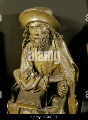 Belle arti, Riemenschneider, Tilman (circa 1460 - 1531), apostolo, che fa parte del gruppo degli apostoli, scultura, legno, Nazionale Bavarese m Foto Stock