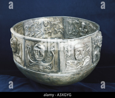 Belle arti, mondo antico, i Celti, Gundestrup cauldron, argentato, 2nd/I secolo A.C. e il Museo Nazionale di Copenhagen, Danimarca, religi Foto Stock