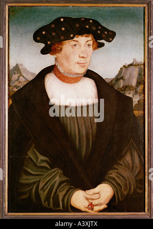 "Belle Arti, Cranach, Lucas il sambuco, (1472 - 1553), pittura, "Ritratto di Hans (?) Melber', 1526, pannello di faggio, 60,2 cm x 39, Foto Stock