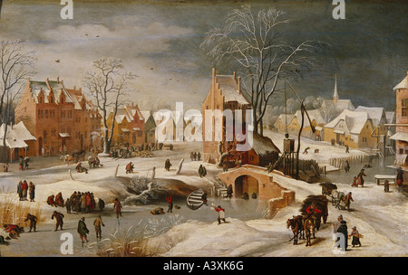 "Belle Arti, Brueghel, Pieter il giovane (1564 - 1638), pittura, 'paesaggio invernale", Prado, Madrid, storico, storico, UE Foto Stock