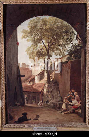 "Belle Arti, Gaertner, Eduard, (1801 - 1877), pittura, "Auf der Burg Karlstein bei Prag", ("al castello di Karlstein vicino a Praga Foto Stock
