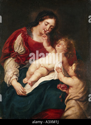 "Belle Arti, Dyck, Anthony van, (1599 - 1641), allievo, pittura, "la Vergine con il Rose', Prado, Madrid, storico, storico Foto Stock