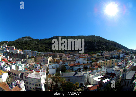 La rocca di Gibilterra città di Gibilterra Viaggi turismo blue sky Gibilterra gib uk Regno Unito british gran bretagna storia h Foto Stock