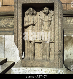 Belle arti, mondo antico Egitto, tardo periodo, stele, morte stele, coppia faraonica, dal grave, di fronte al museo egizio, Cai Foto Stock