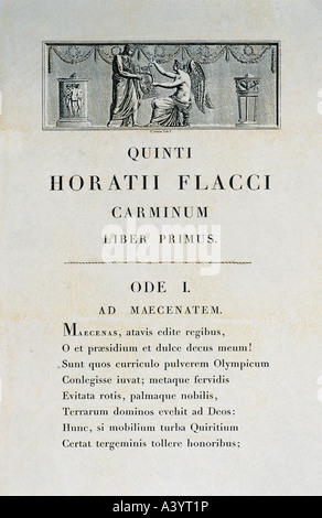 Horace (Quinto Orazio Flacco), 8.12.65 - 27.11.8. A.c., autore romano / scrittore, opere, ode a mecenate, stampato da Pierre ha fatto Foto Stock