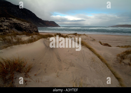 Spiaggia deserta e dune di sabbia a Marghera vicino a Ardara County Donegal Irlanda Foto Stock