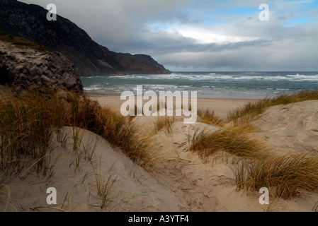 Spiaggia deserta e dune di sabbia a Marghera vicino a Ardara County Donegal Irlanda Foto Stock