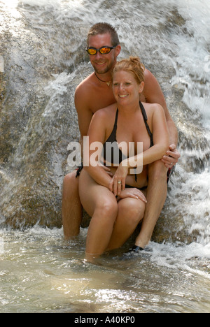 Matura in Dunns River Falls Ocho Rios Giamaica Foto Stock