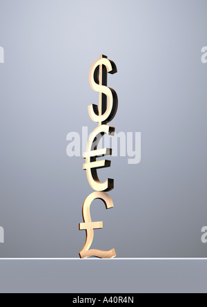 American dollar euro British pound Foto Stock