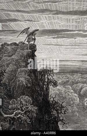 Illustrazione di Gustave Dore, 1832 - 1883, artista francese e illustrator, per il Paradiso Perduto di John Milton, Libro IV linee 172 e 173. Foto Stock