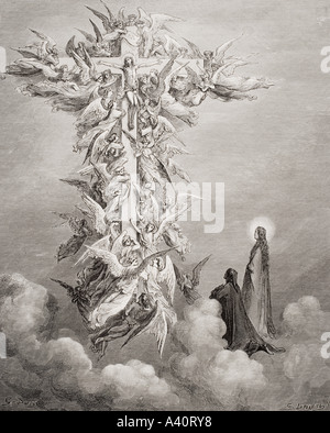 Illustrazione per il Paradiso di Dante Alighieri, canto XIV linee 96 e 97 da Gustave Dore, 1832 - 1883. Artista francese e illustrator. Foto Stock