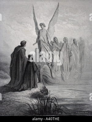 Illustrazione per il Purgatorio di Dante Alighieri. Canto II, linee 42 e 43, da Gustave Dore, 1832 - 1883. Artista francese e illustrator. Foto Stock