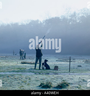 Pistole e cani tiro a segno, un passatempo di campagna Foto Stock