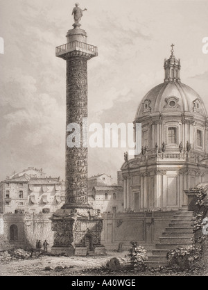 Colonna di Traiano. Roma, Italia, dopo Piranesi. Incisi da A. Willmore. Foto Stock