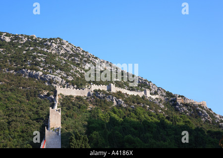 La splendida fortezza pareti in prossimità di Ston, Croazia Foto Stock