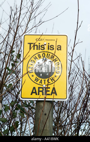 Neighborhood Watch segno nelle zone rurali del Somerset, Regno Unito. Foto Stock