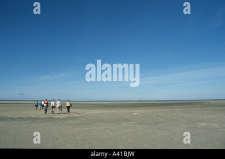 I bambini sulla natura outdoor classe in zone umide del mare di Wadden Ribe danimarca Foto Stock