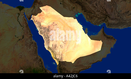 Immagine satellitare della Arabia Saudita ha evidenziato Foto Stock