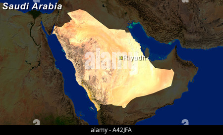 Ha evidenziato un'immagine satellitare di Arabia Saudita con Riyadh mostrato Foto Stock