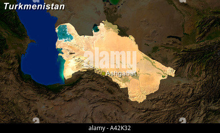 Immagine satellitare del Turkmenistan ha evidenziato Foto Stock