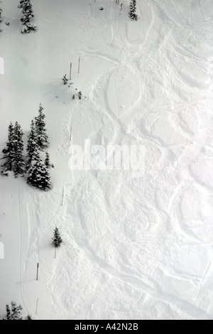 Piste da sci nelle montagne rocciose canadesi Foto Stock