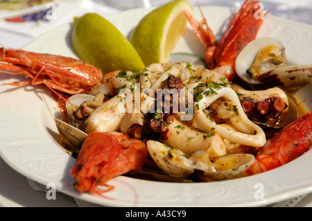 Piatto di frutti di mare gourmet Foto Stock